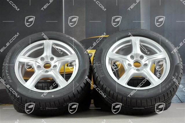 18" Komplet kół zimowych Panamera, 8J x 18 ET 59 + 9J x 18 ET 53, z oponami zimowymi Pirelli Sottozero II 245/50 R18 + 275/45 R18, czujniki ciśnienia