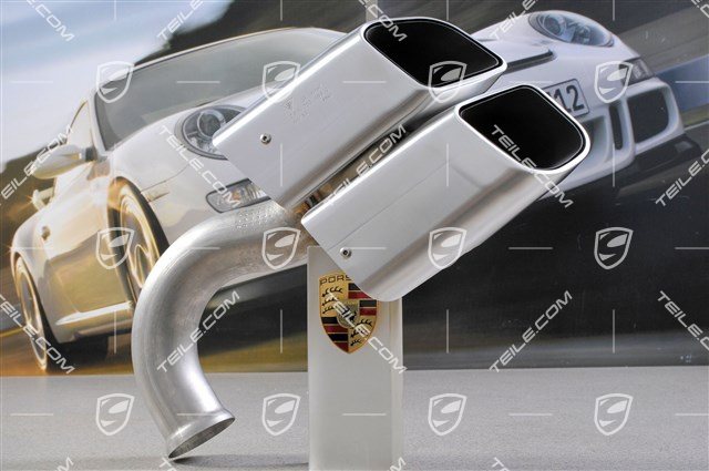 Sports tailpipe of polished stainless steel, 4-pipe look, L