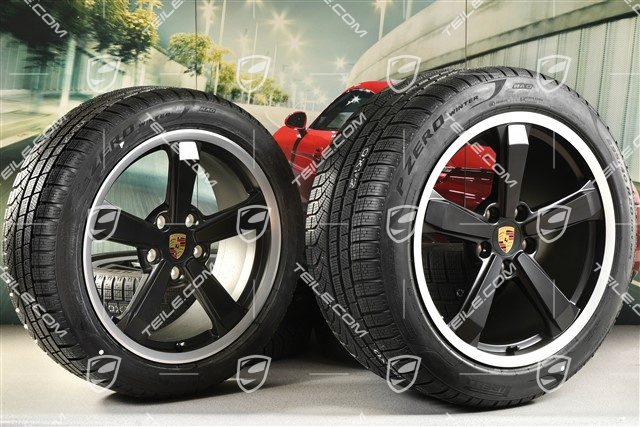 19"+20" Dakar winter wheel set, wheel rims 8J x 19 ET38 + 11,5J x 20 ET68 + Pirelli winter tyres 245/45 R19 + 295/40 R20, black satin matt