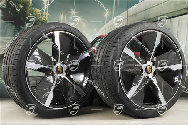 21" Exclusive Design Sommerräder Satz, Felgen 9,5J x 21 ET60 + 11,5J x 21 ET66 + Goodyear Sommerreifen 265/35 R21 + 305/30 R21, mit Carbon Aeroblades