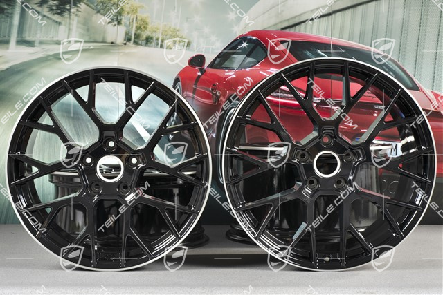 20+21" Komplet felg RS Spyder, felgi: przednie 8,5J x 20 ET53 + tylne 11,5J x 21 ET67, czarny wysoki połysk