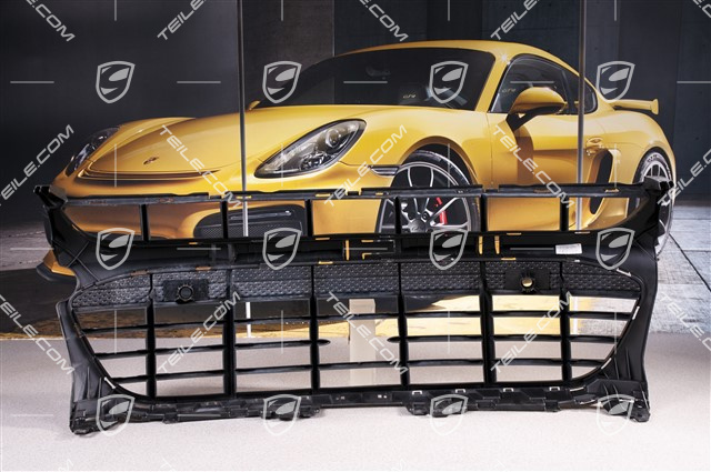 Kratka środkowa przedniego zderzaka z otworami na czujniki parkowania i ACC, Czarna