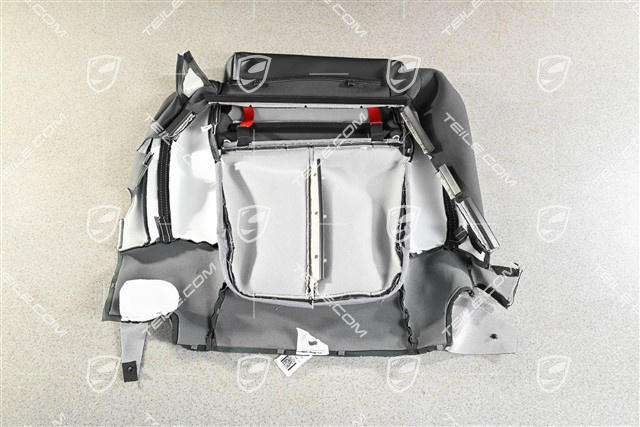 Sitzkissenbezug, Leder, Schwarz mit Kreide Ziernähte, R