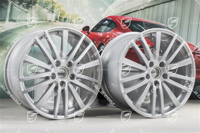 20" Komplet felg Panamera Design, 9,5J x 20 ET71 + 11,5J x 20 ET68, srebrny Brilliant chrome