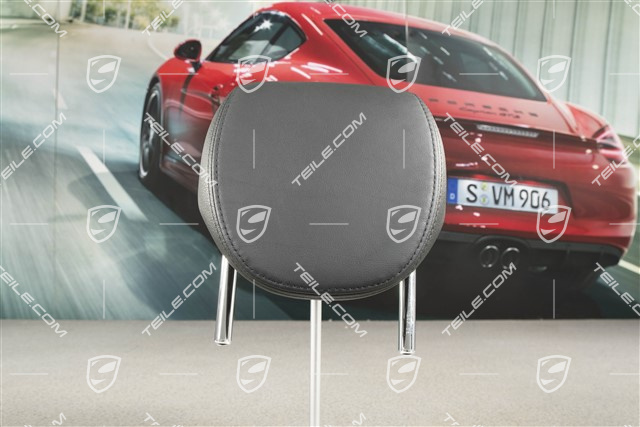 Head rest, rear, Smooth leather, Black, Center