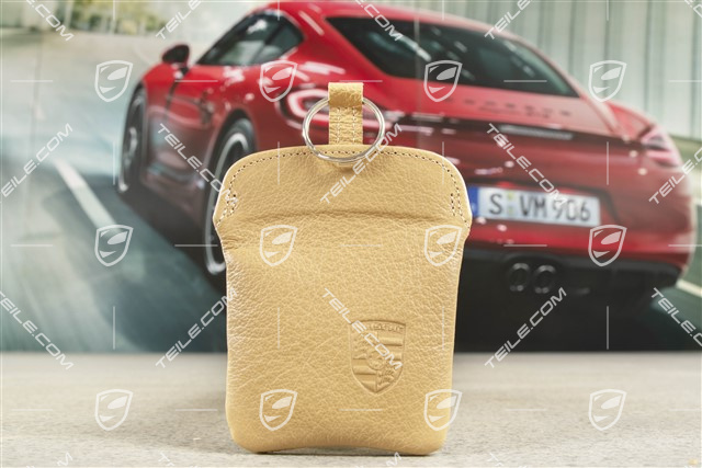 Key Case / Key pouch, leather, Cashmere Beige, Porsche 911 70's to 90's