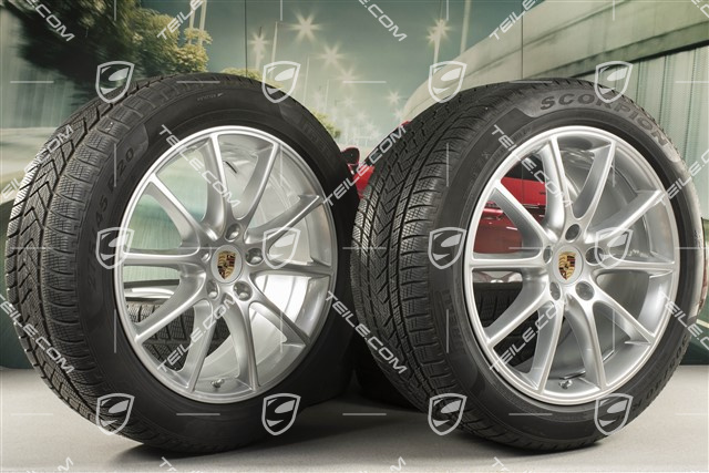 20" koła zimowe Cayenne Design, komplet, felgi 9J x 20 ET50 + 10,5J x 20 ET64 + opony zimowe Pirelli 275/45 R20 + 305/40 R20, z czujnikami ciśnienia
