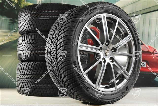 20-inch Panamera Turbo Winter wheel set, wheel rims 9,5J x 20 ET71 + 10,5J x 20 ET71 + NEW Bridgestone winter tyres 275/40 R20 + 315/35 R20, Adamantium
