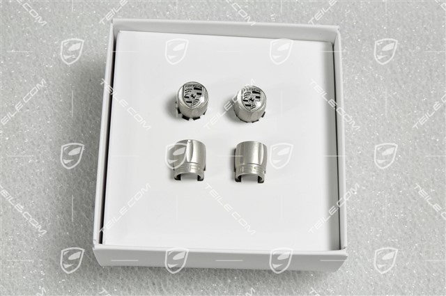 Ventilkappe, Silber, Wappen schwarz-weiß, Satz für RDK-Sensoren