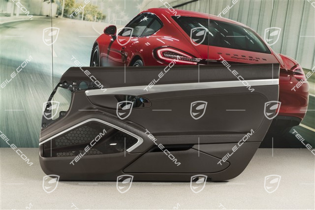 Tapicerka drzwi skórzana z listwą ozdobną galwanizowaną, Espresso, Bose, R