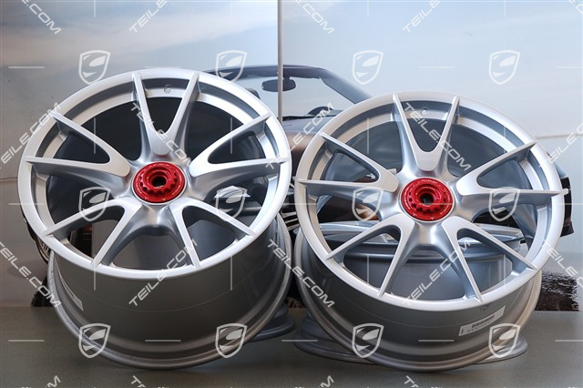19" Komplet felg GT3 II RS 4.0 / GT2 RS, srebrne, przód  9J x 19 ET47+ tył 12J x 19 ET48 + czerwone centralne śruby