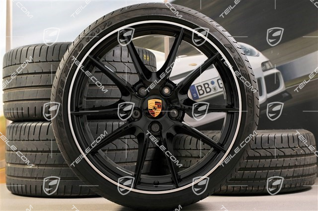 20" summer wheels set Carrera S III, rims 8.5J x 20 ET51 + 11J x 20 ET52 + NEW Pirelli P Zero summer tyres 245/35 ZR20 + 305/30 ZR20, with TPMS sensors, high-gloss black