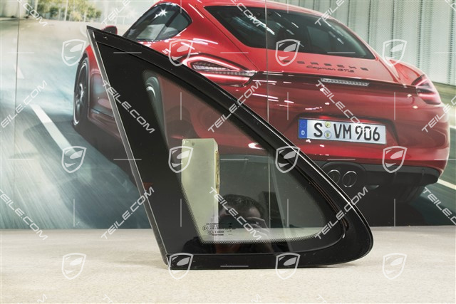 Seitenscheibe mit Zierleiste, Aluminium-Paket Schwarz, Waermeschutzglas grün im Fond, L