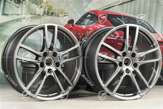 20-inch Cayenne COUPE Sport wheel rim set, 10,5J x 20 ET55 + 9J x 20 ET50, Platinum satin-mat