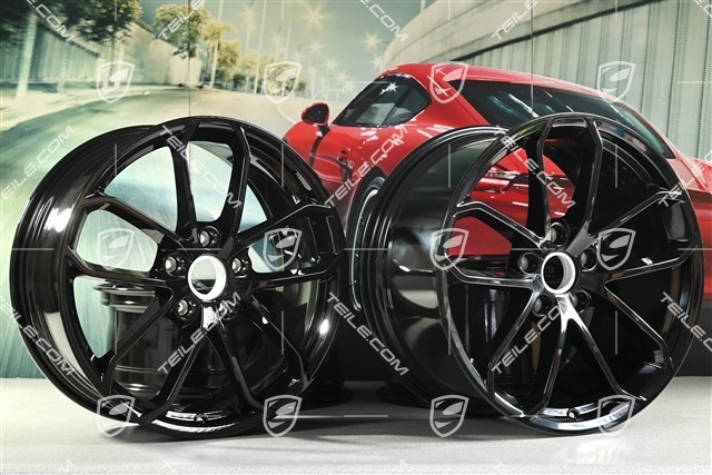 20" Komplet felg SPYDER, 8,5J x 20 ET57 + 10,5J x 20 ET47, czarny wysoki połysk