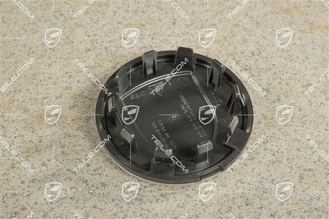 Anniversary "25 years Boxster" Wheel hub cap, crest coloured, black satin matt