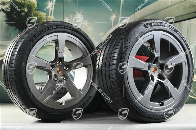 21" Macan Offroad Design summer wheel set, 8.5J x 21 ET27 + 10.5J x 21 ET47 rims + Michelin Pilot Sport EV SUV 255/45 R21 + 295/40 R21 summer tyres, Vesuvgrau