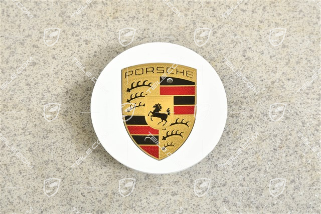 Radzierdeckel, konkav, farbiges Wappen, Weiss