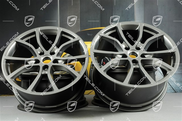 21" Komplet felg Cayenne ExclusiveDesign, 11J x 21 ET58 + 9,5J x 21 ET46, Platynowy półmat satyna