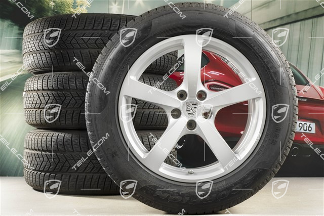 18" "Macan" koła zimowe komplet, felgi 8J x 18 ET21 + 9J x 18 ET21 + opony zimowe Pirelli 235/60 ZR 18 + 255/55 ZR 18, z czujnikami ciśninia