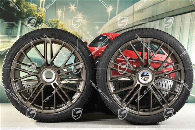 21" Panamera Turbo S Koła zimowe, komplet, centralne mocowanie, felgi 9,5J x 21 ET71 + 10,5J x 21 ET71 + NOWE opony zimowe Continental Winter Contact TS860 S 275/35 R21 + 315/30 R21, Turbonit