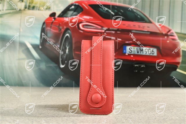 Pokrowiec na kluczyk, skóra, czerwony