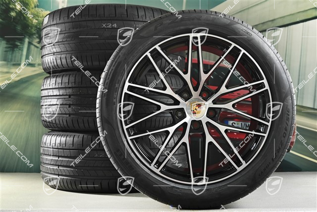 21-inch Cayenne Coupe RS Spyder Design summer wheel set, rims 9,5J x 21 ET46 + 11,0J x 21 ET49 + Pirelli P Zero summer tyres 285/45 R21 + 315/40 R21, with TPMS, black high gloss