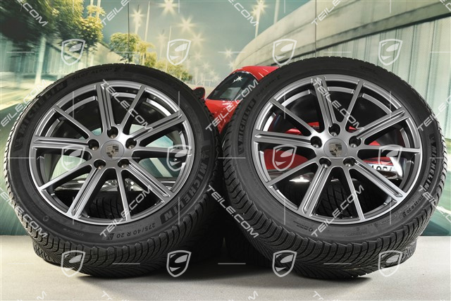 20" Panamera Turbo Koła zimowe, komplet, felgi 9,5J x 20 ET71 + 10,5J x 20 ET71 + opony zimowe Michelin Pilot Alpin 5 275/40 R20 + 315/35 R20, Adamantium