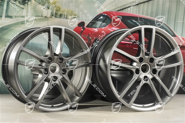 20" Cayenne Sport Felgensatz, 10,5J x 20 ET64 + 9J x 20 ET50, Platinum-Seidenmatt
