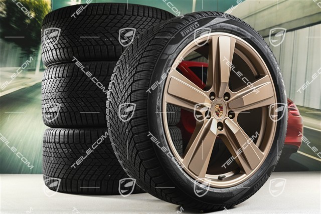 22" Koła zimowe, komplet, Cayenne Exclusive Design Sport, felgi 10J x 22 ET48 +11,5J x 22 ET61 + NOWE opony zimowe Pirelli 285/40 R22 + 315/35 R22, Neodyme