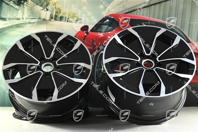 20-inch Turbo Aero Design wheel rim set, 9J x 20 ET54 + 11J x 20 ET60, black high gloss + glossy Surface