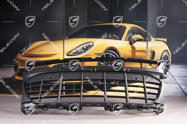 Kratka środkowa przedniego zderzaka z otworami na czujniki parkowania i ACC, Czarna