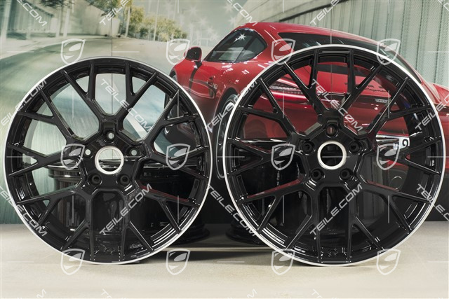 20+21-inch wheel rim set RS Spyder, rims: front 8,5J x 20 ET53 + rear 11,J x 21 ET67, black high gloss