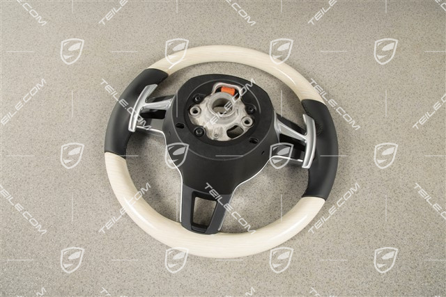 Multifunktionslenkrad, 3-Speichen, Beheizbar, Leder/Eiche weiss, Eiche weiss-gekalkt/Schwarz