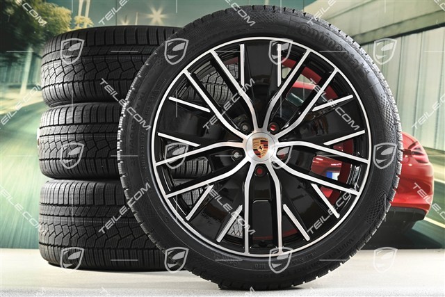 21-inch Macan Design winter wheel set, rims 8,5J x 21 ET27 + 10,5J x 21 ET47 + Continental winter tyres 255/45 R21 + 285/40 R21, black high gloss