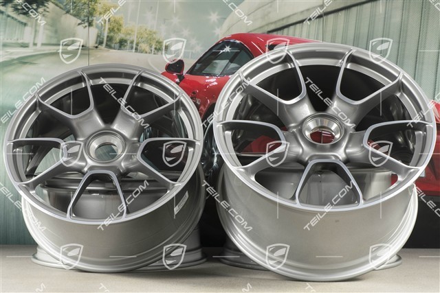 20-inch + 21-inch Turbo S Exclusive Design wheel rim set, 9,5J x 20 ET44 + 12J x 21 ET70, Platin Silver