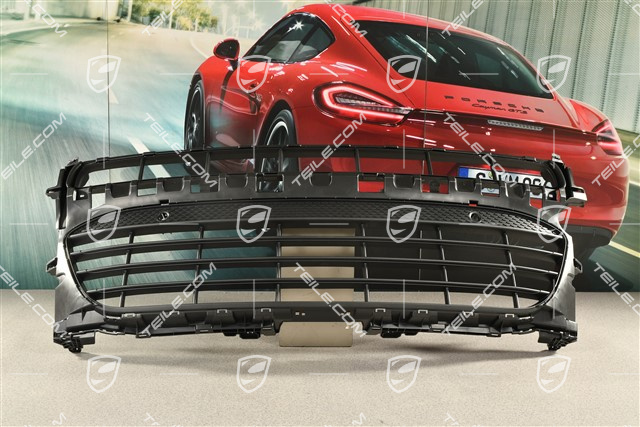 Front bumper Grille, centre / middle , PDC with Real Top View, Black