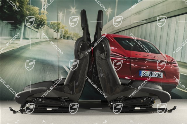 Schalensitze, Carbon, Leder+Alcantara, Schwarz, Naht in Silber, GT4 Schriftzug, Satz, L+R