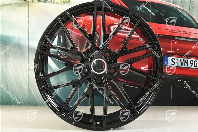 21-inch wheel rim set Cayenne RS Spyder Design, 11J x 21 ET58 + 9,5J x 21 ET46, black high gloss
