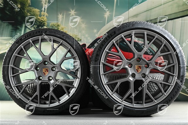 20"+21" RS Spyder Design winter wheel set, wheel rims 8,5J x 20 ET50 + 11J x 21 ET82 + Michelin winter tyres 245/35 R20 + 305/30 R21, with TPMS, Darksilver