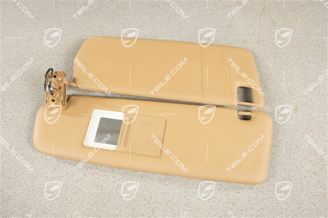 Blenda przeciwsłoneczna, z lusterkiem, Sand beige, Skóropodobna, L