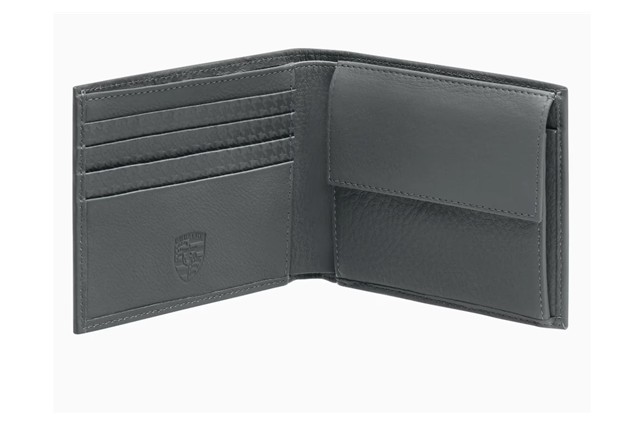 Geldbörse, aus hochwertigem Rindsleder mit geprägtem „PORSCHE“-Logo und Textilstreifen im Racing-Look, Heritage-Kollektion