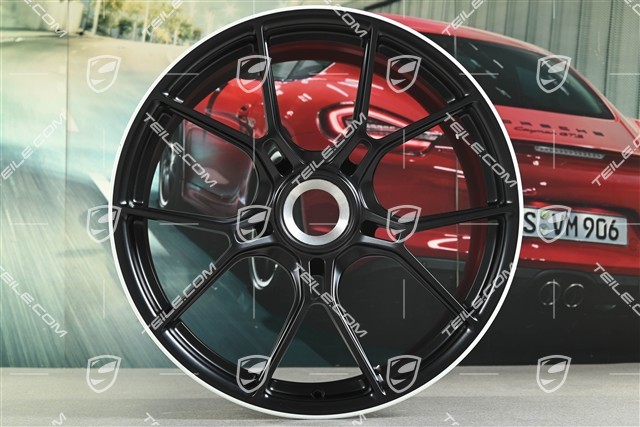 20-inch GT3 rim, 9.5J x 20 ET46, black satin matt + rim border in white