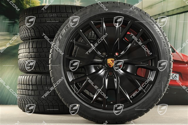 20-inch Turbo S Aero Design winter wheel set, rims 9J x 20 ET54 + 11J x 20 ET60 + NEW Pirelli winter tyres 245/45 R20 + 285/40 R20, black satin matt