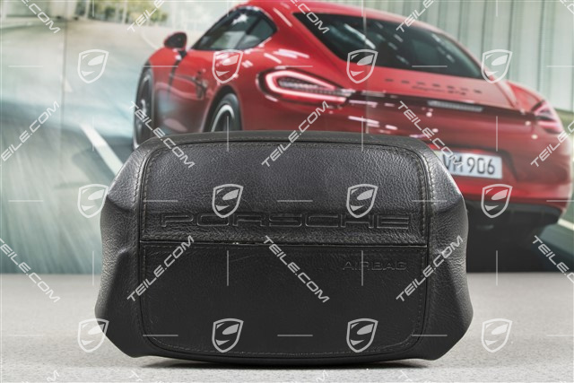 Airbag / Lenkrad, Leder, schwarz, kleine Gebrauchsspuren