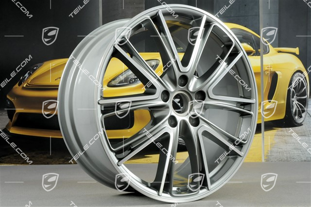 21" Felgensatz Panamera Exclusive, 9,5J x 21 ET71 + 11,5J x 21 ET69, Platinsilber-Metallic