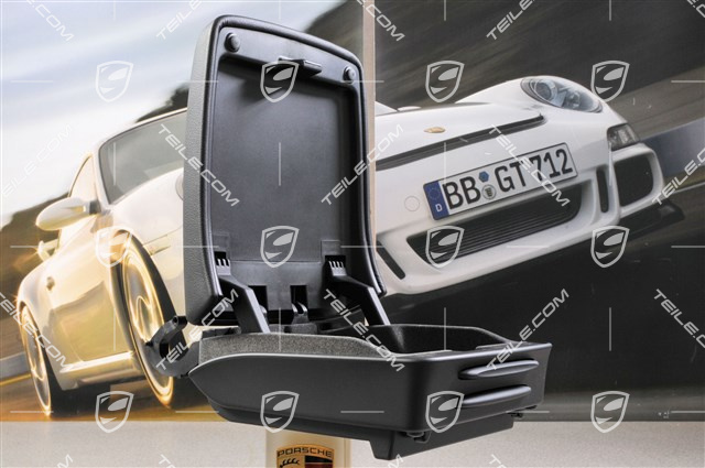 Podłokietnik konsoli środkowej, skóropodobny, czarny