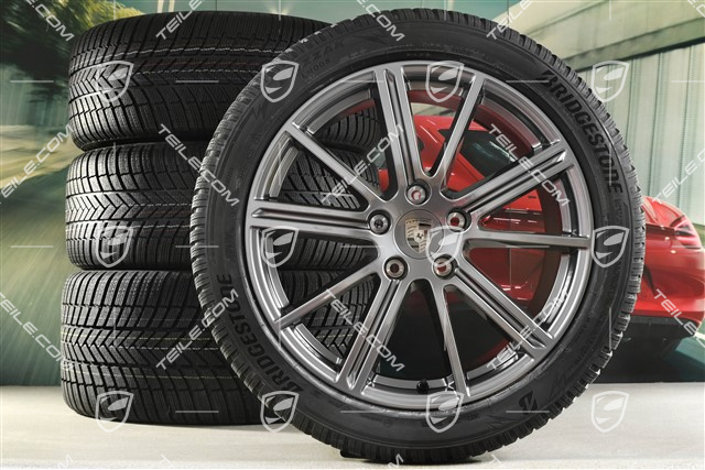 20" Panamera Turbo Koła zimowe, komplet, felgi 9,5J x 20 ET71 + 10,5J x 20 ET71 + opony zimowe Bridgestone 275/40 R20 + 315/35 R20, Adamantium