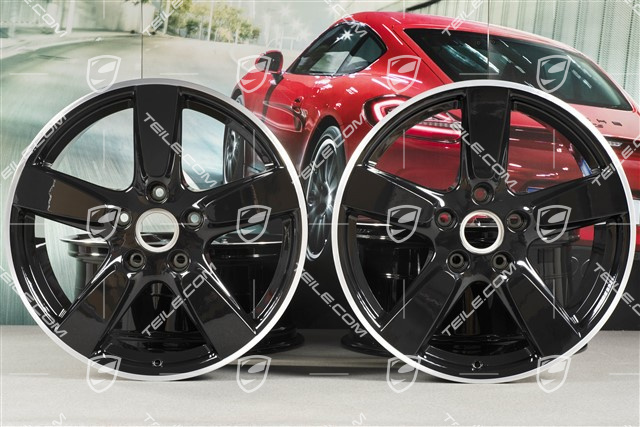 19" Cayman S Felgensatz, 8J x 19 x ET 57 + 9,5J x 19 x ET 45, Felgenstern in Schwarz