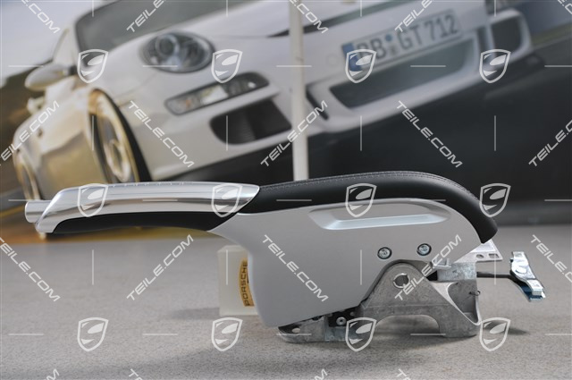 Handbremshebel Aluminium, schwarzes Leder